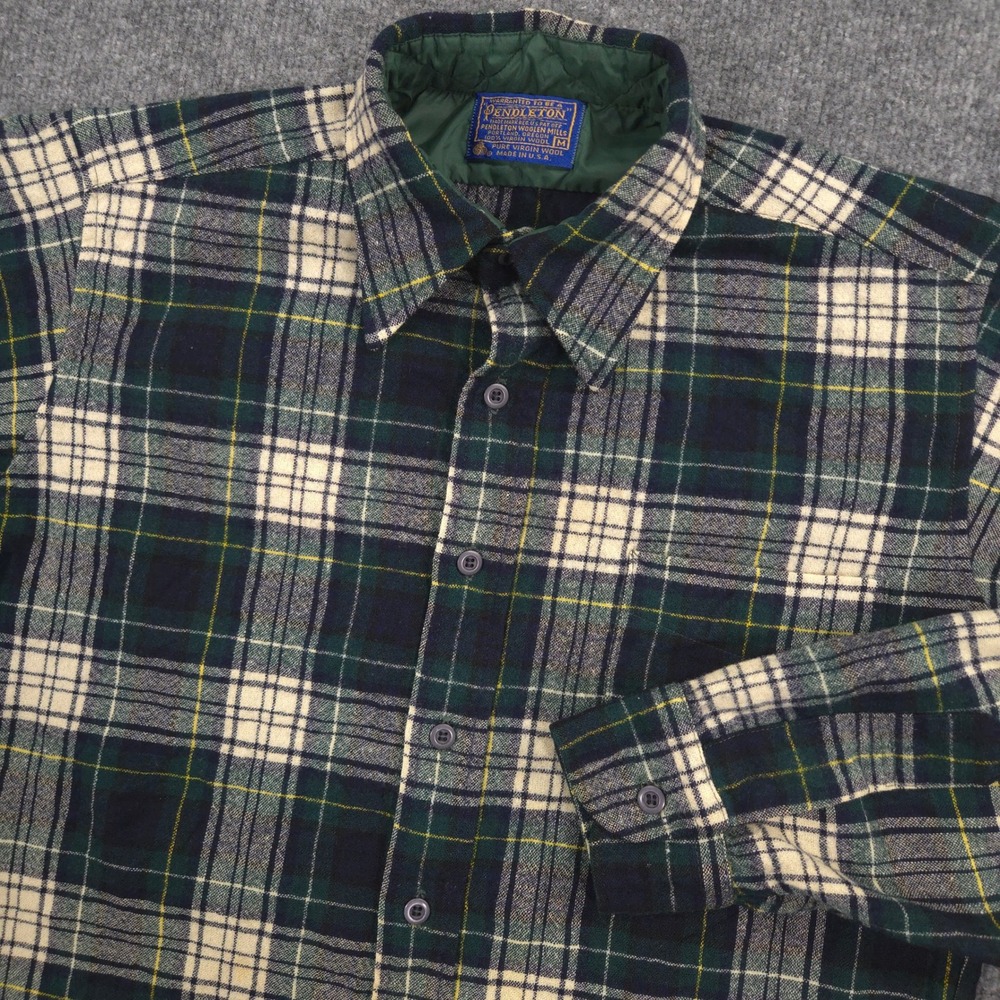 Vintage Pendleton Lodge Shirt Mens M Campbell Tartan Virgin Wool Made In USA